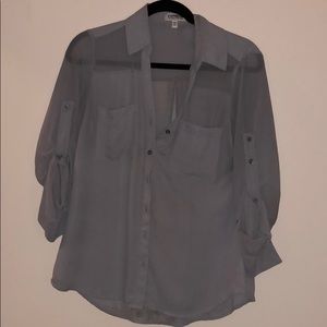 Grey button up top
